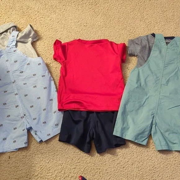 Bundle of Three Little Boy Outfits Size 12 Month 1 Nike and 2 Carter's Overalls - Picture 9 of 11